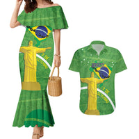 Personalized Brazil Independence Day Couples Matching Mermaid Dress and Hawaiian Shirt Brasil Map Christ The Redeemer 7 De Setembro - Wonder Print Shop