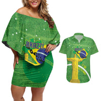 Personalized Brazil Independence Day Couples Matching Off Shoulder Short Dress and Hawaiian Shirt Brasil Map Christ The Redeemer 7 De Setembro - Wonder Print Shop