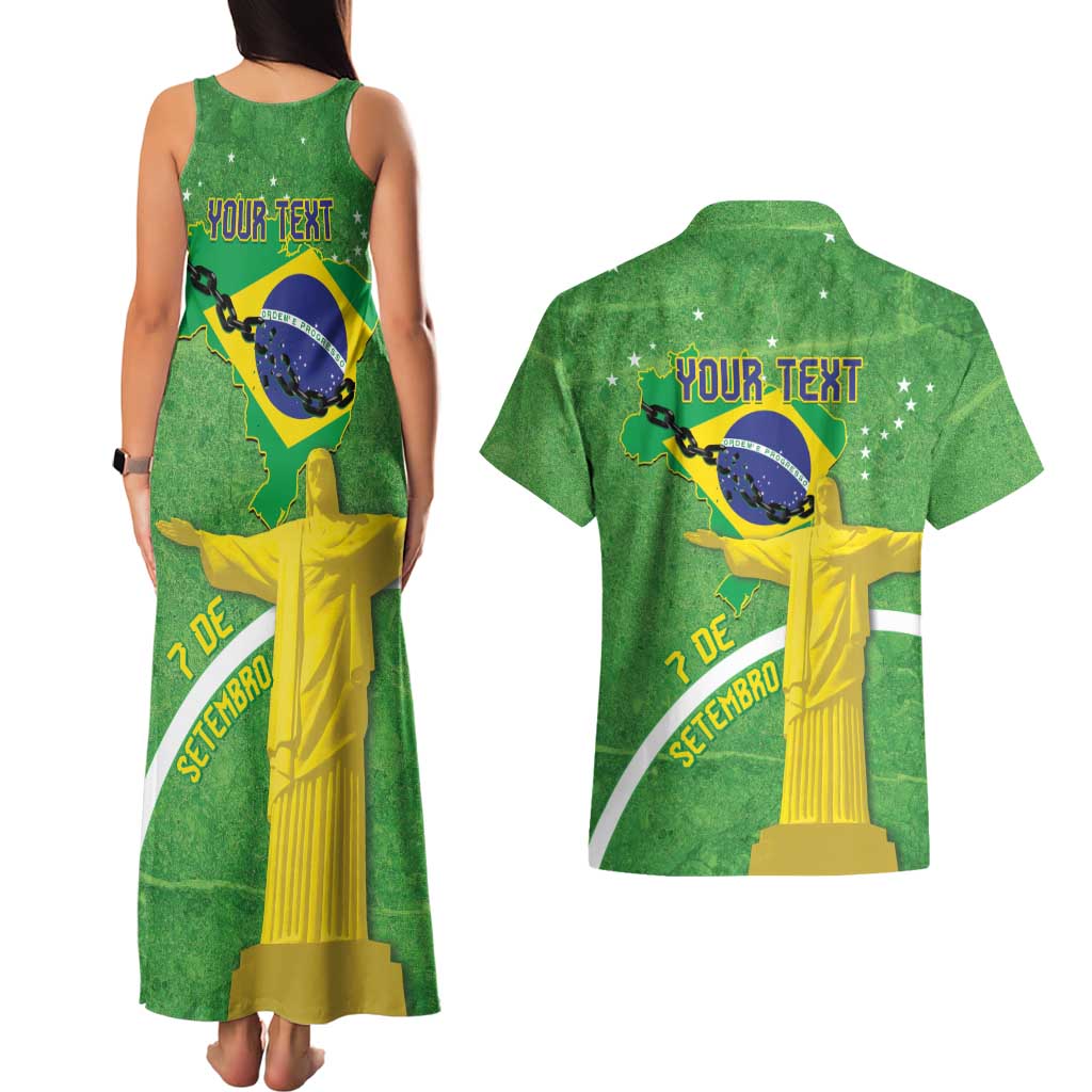 Personalized Brazil Independence Day Couples Matching Tank Maxi Dress and Hawaiian Shirt Brasil Map Christ The Redeemer 7 De Setembro - Wonder Print Shop