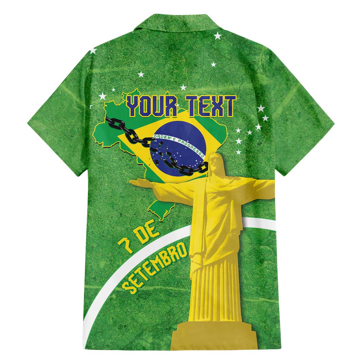 Personalized Brazil Independence Day Family Matching Off The Shoulder Long Sleeve Dress and Hawaiian Shirt Brasil Map Christ The Redeemer 7 De Setembro - Wonder Print Shop