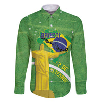 Personalized Brazil Independence Day Family Matching Off The Shoulder Long Sleeve Dress and Hawaiian Shirt Brasil Map Christ The Redeemer 7 De Setembro - Wonder Print Shop