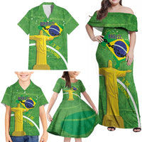 Personalized Brazil Independence Day Family Matching Off Shoulder Maxi Dress and Hawaiian Shirt Brasil Map Christ The Redeemer 7 De Setembro - Wonder Print Shop