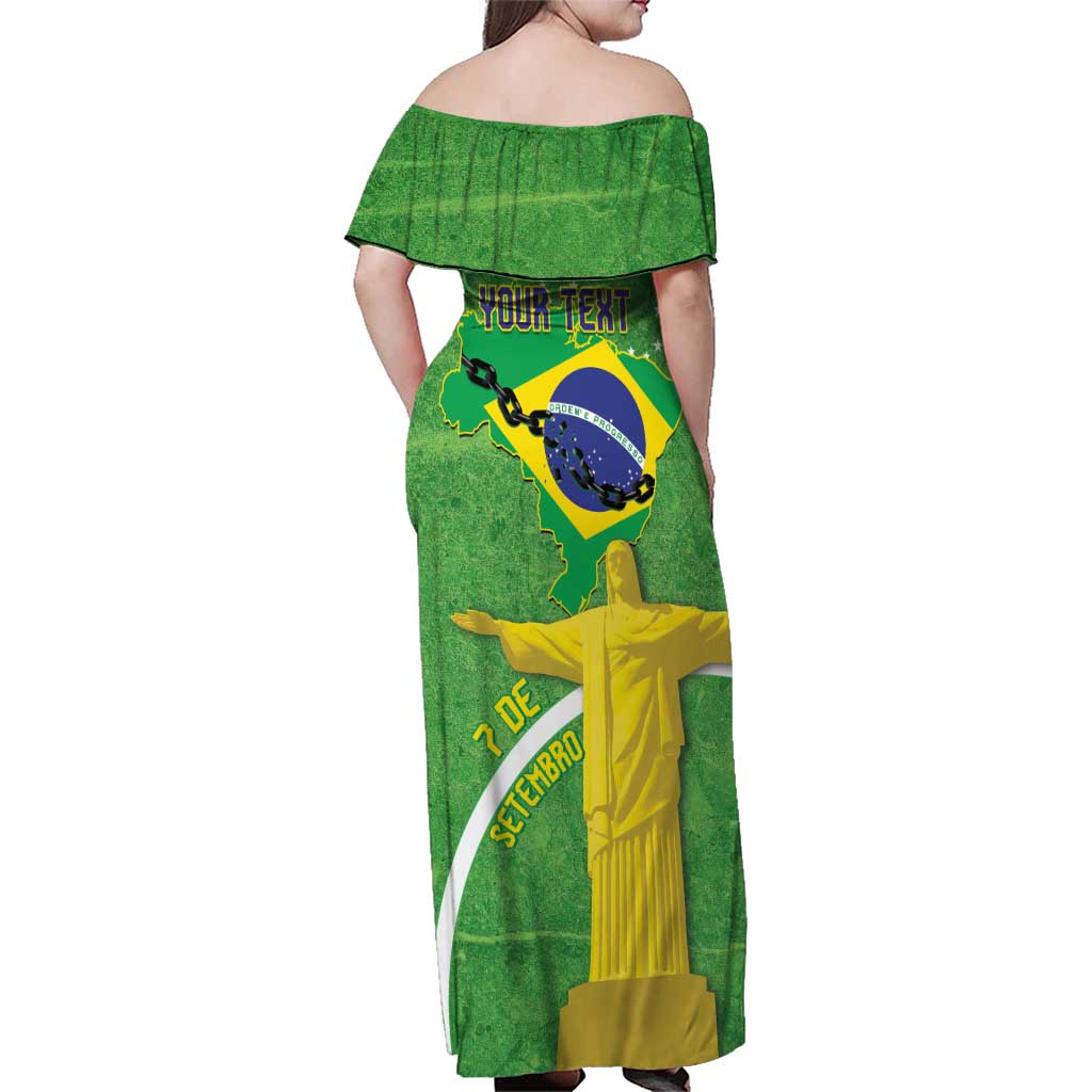 Personalized Brazil Independence Day Family Matching Off Shoulder Maxi Dress and Hawaiian Shirt Brasil Map Christ The Redeemer 7 De Setembro - Wonder Print Shop