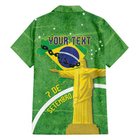 Personalized Brazil Independence Day Family Matching Off Shoulder Short Dress and Hawaiian Shirt Brasil Map Christ The Redeemer 7 De Setembro - Wonder Print Shop