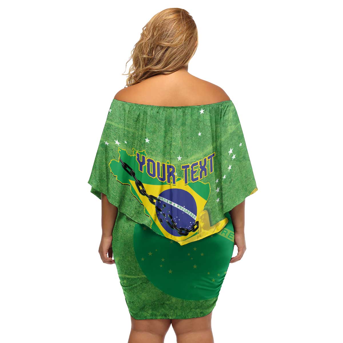 Personalized Brazil Independence Day Family Matching Off Shoulder Short Dress and Hawaiian Shirt Brasil Map Christ The Redeemer 7 De Setembro - Wonder Print Shop