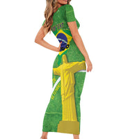 Personalized Brazil Independence Day Family Matching Short Sleeve Bodycon Dress and Hawaiian Shirt Brasil Map Christ The Redeemer 7 De Setembro - Wonder Print Shop