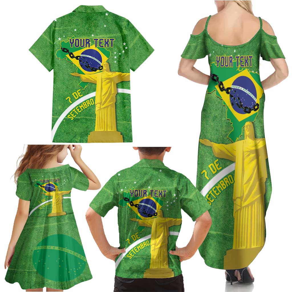 Personalized Brazil Independence Day Family Matching Summer Maxi Dress and Hawaiian Shirt Brasil Map Christ The Redeemer 7 De Setembro - Wonder Print Shop