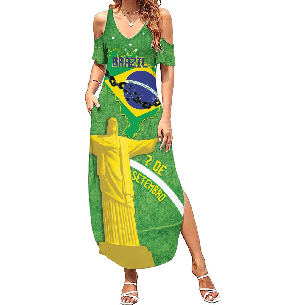 Personalized Brazil Independence Day Family Matching Summer Maxi Dress and Hawaiian Shirt Brasil Map Christ The Redeemer 7 De Setembro - Wonder Print Shop