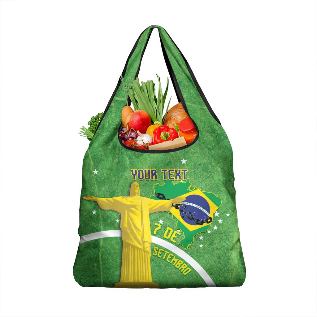 Personalized Brazil Independence Day Grocery Bag Brasil Map Christ The Redeemer 7 De Setembro