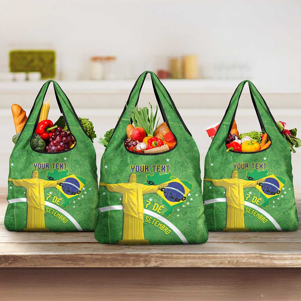 Personalized Brazil Independence Day Grocery Bag Brasil Map Christ The Redeemer 7 De Setembro