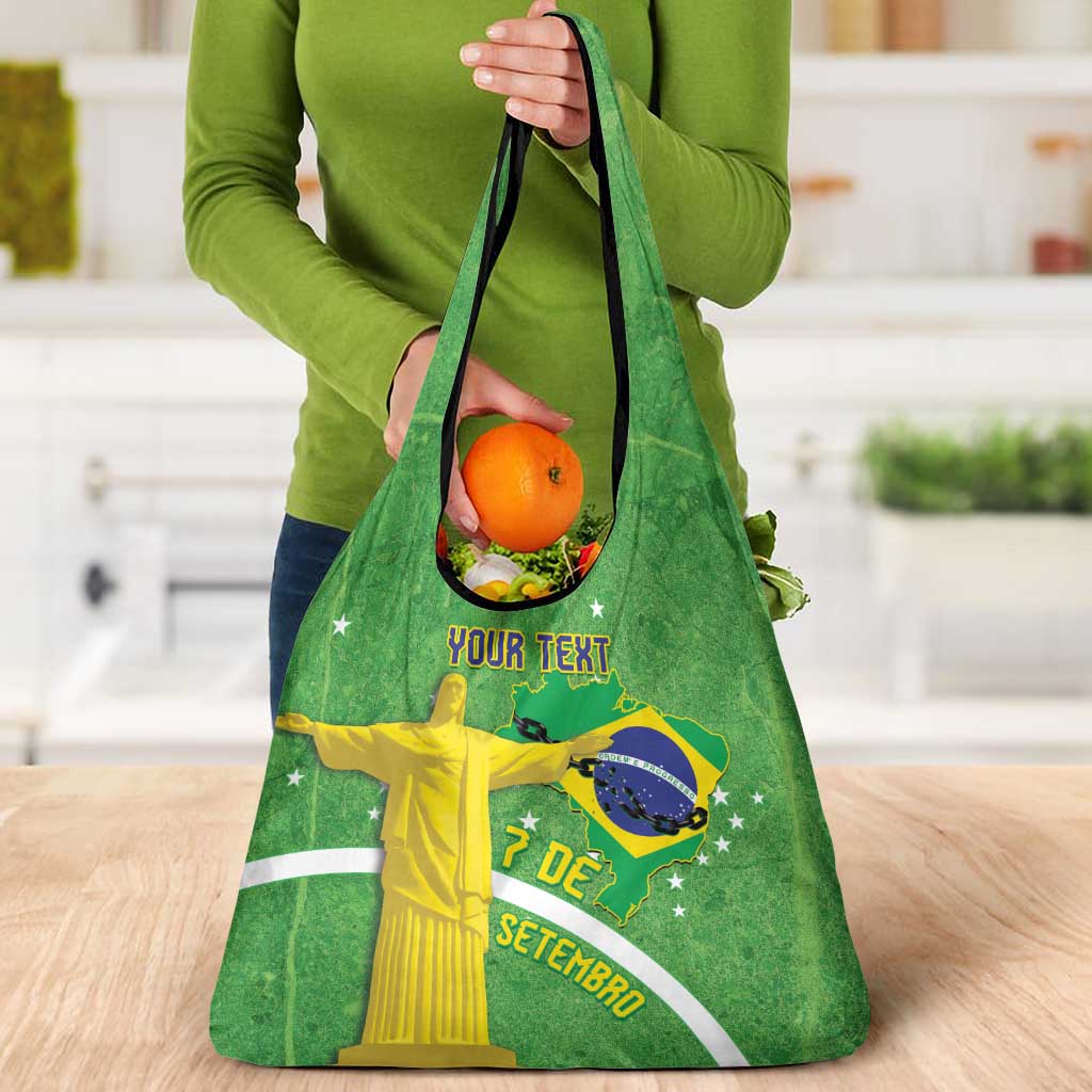 Personalized Brazil Independence Day Grocery Bag Brasil Map Christ The Redeemer 7 De Setembro