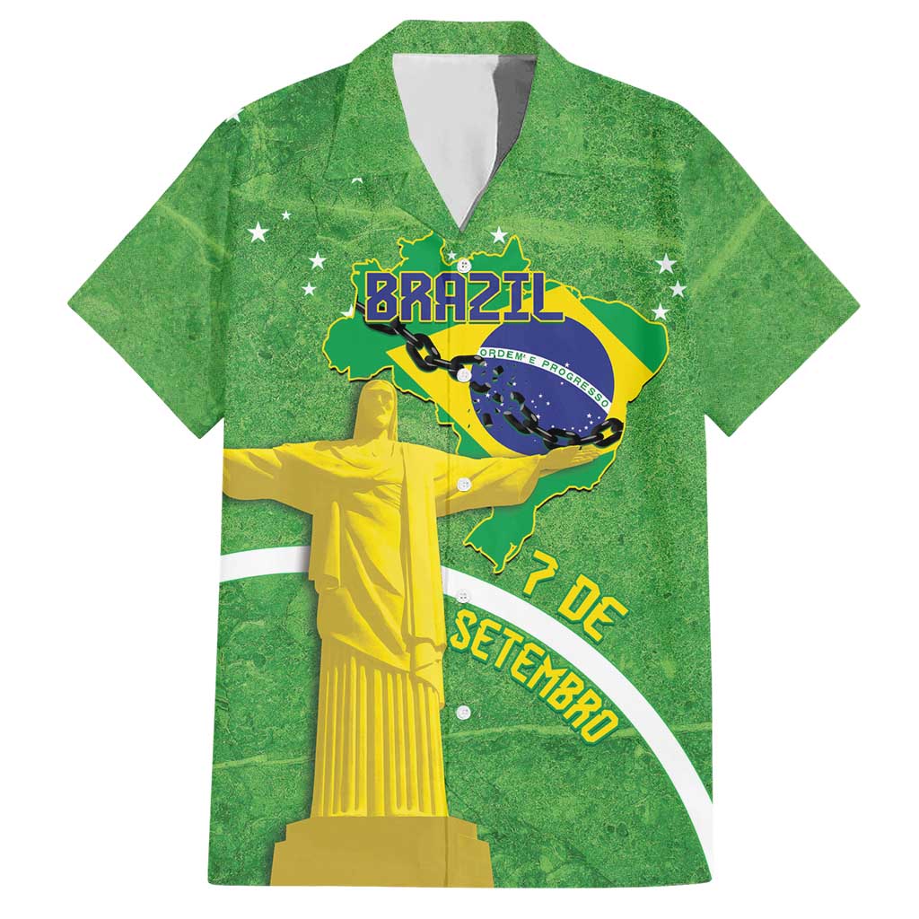 Personalized Brazil Independence Day Hawaiian Shirt Brasil Map Christ The Redeemer 7 De Setembro - Wonder Print Shop