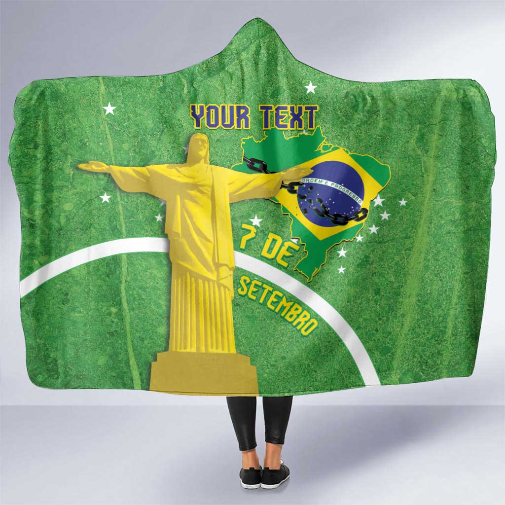 Personalized Brazil Independence Day Hooded Blanket Brasil Map Christ The Redeemer 7 De Setembro