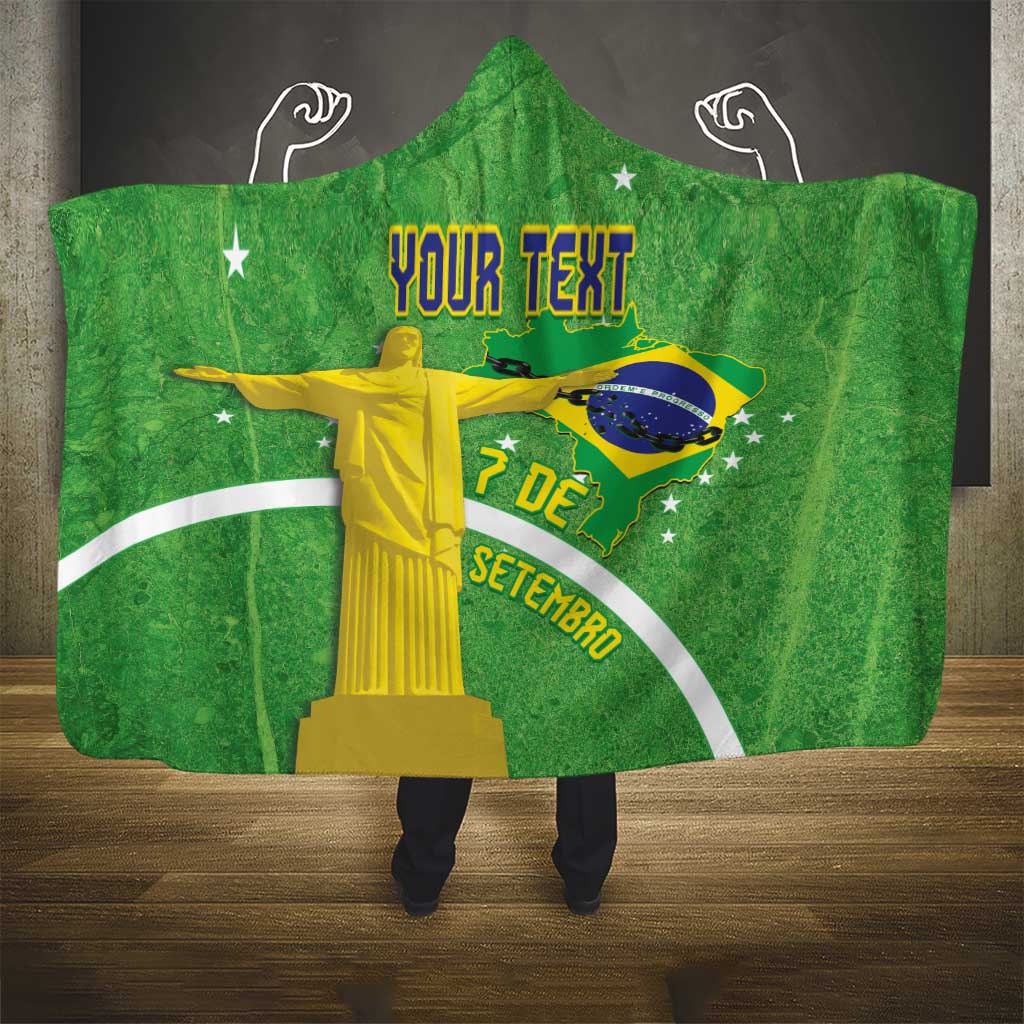 Personalized Brazil Independence Day Hooded Blanket Brasil Map Christ The Redeemer 7 De Setembro