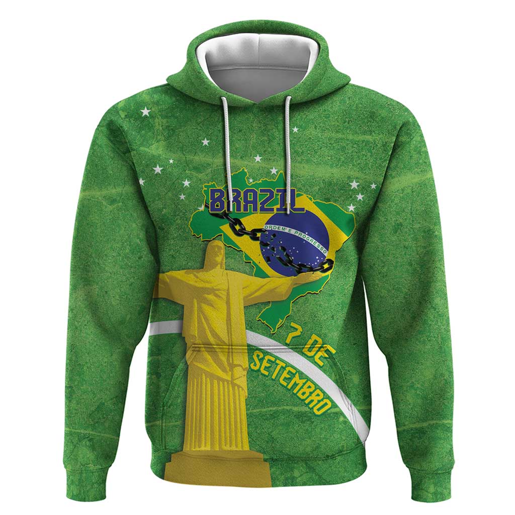 Personalized Brazil Independence Day Hoodie Brasil Map Christ The Redeemer 7 De Setembro - Wonder Print Shop