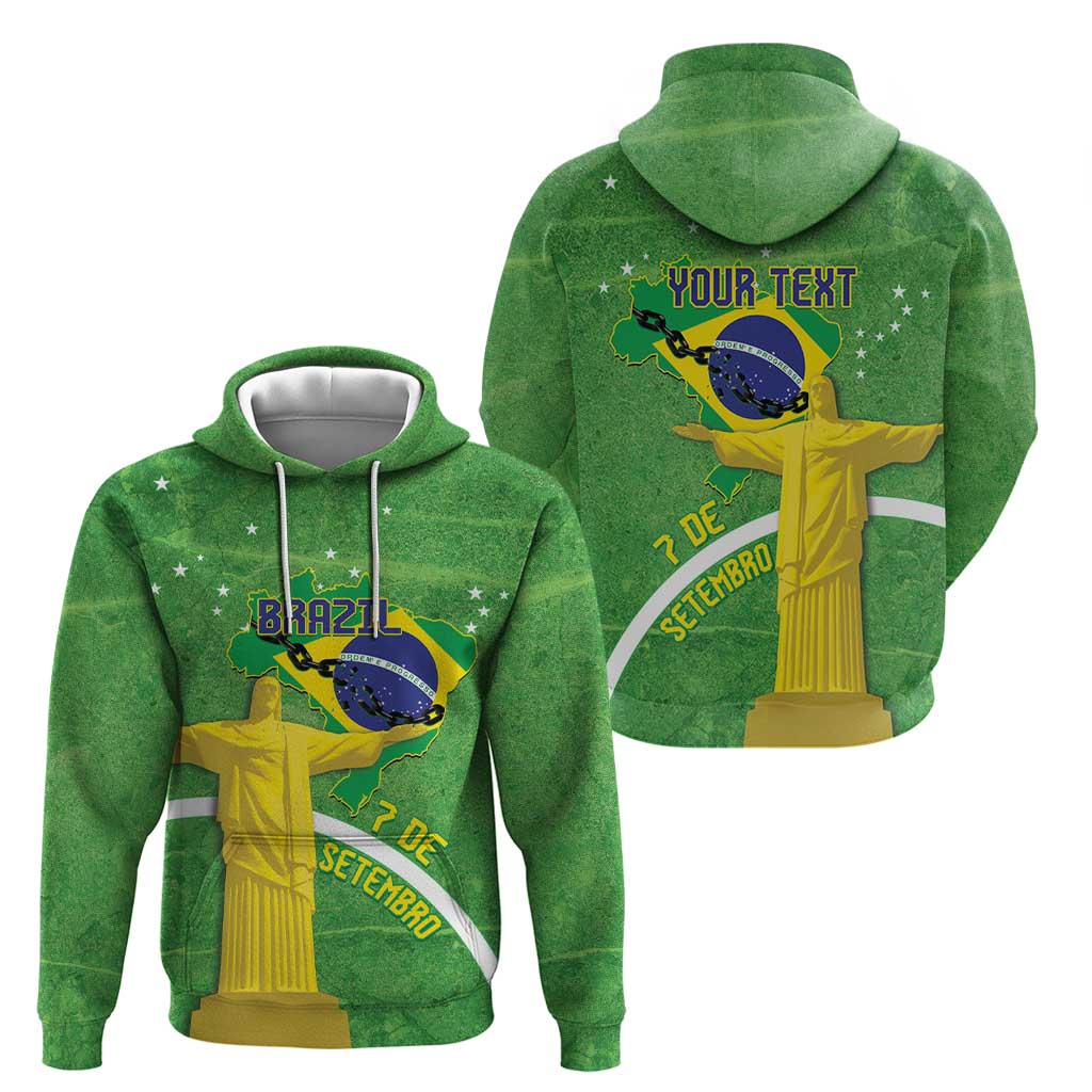 Personalized Brazil Independence Day Hoodie Brasil Map Christ The Redeemer 7 De Setembro - Wonder Print Shop