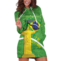 Personalized Brazil Independence Day Hoodie Dress Brasil Map Christ The Redeemer 7 De Setembro - Wonder Print Shop