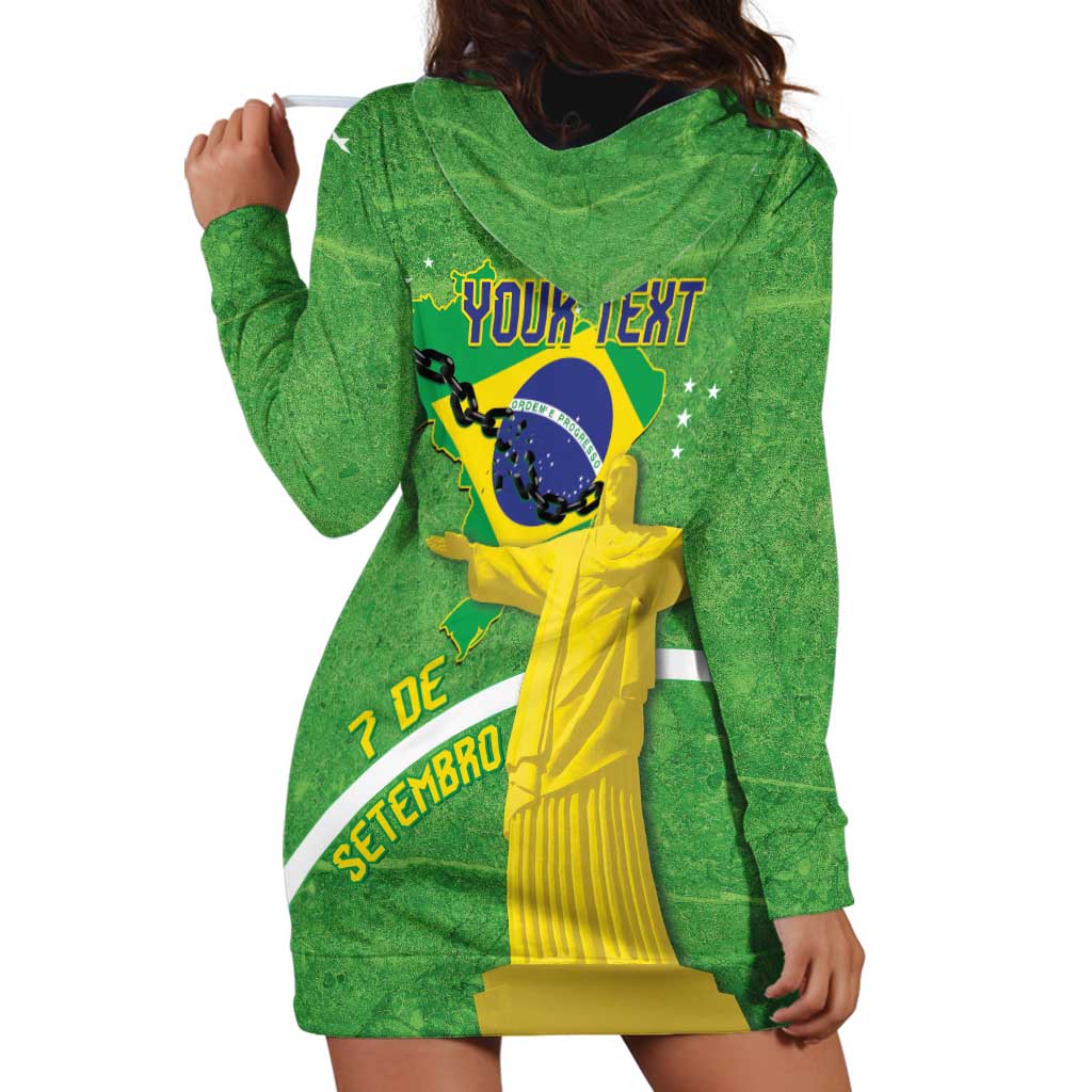 Personalized Brazil Independence Day Hoodie Dress Brasil Map Christ The Redeemer 7 De Setembro - Wonder Print Shop