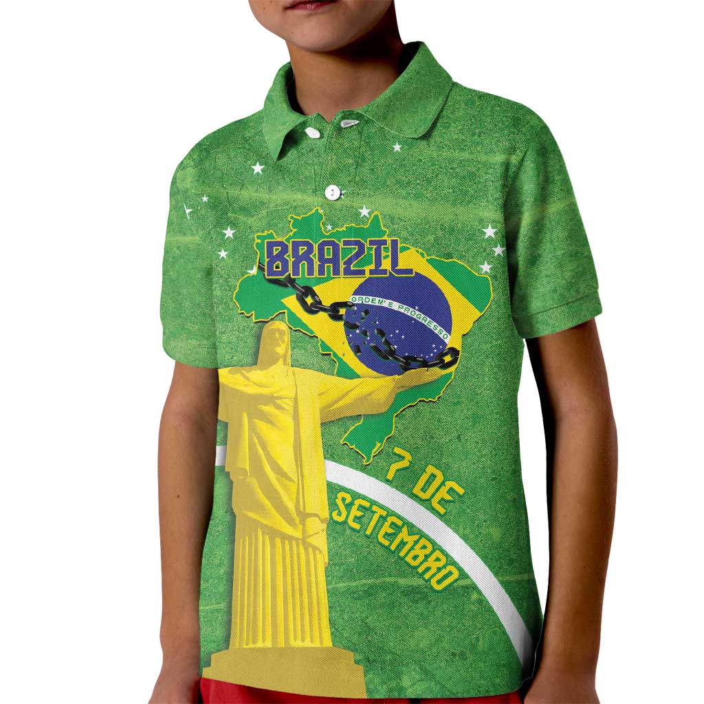 Personalized Brazil Independence Day Kid Polo Shirt Brasil Map Christ The Redeemer 7 De Setembro - Wonder Print Shop