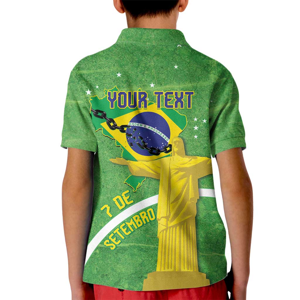 Personalized Brazil Independence Day Kid Polo Shirt Brasil Map Christ The Redeemer 7 De Setembro - Wonder Print Shop