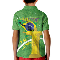 Personalized Brazil Independence Day Kid Polo Shirt Brasil Map Christ The Redeemer 7 De Setembro - Wonder Print Shop