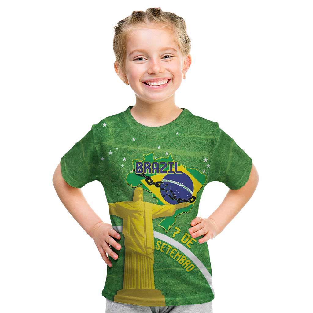 Personalized Brazil Independence Day Kid T Shirt Brasil Map Christ The Redeemer 7 De Setembro - Wonder Print Shop