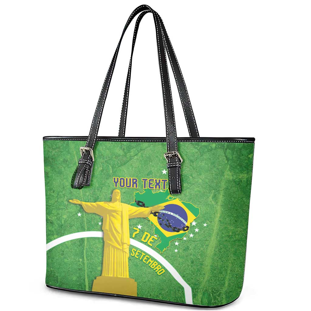 Personalized Brazil Independence Day Leather Tote Bag Brasil Map Christ The Redeemer 7 De Setembro - Wonder Print Shop