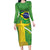 Personalized Brazil Independence Day Long Sleeve Bodycon Dress Brasil Map Christ The Redeemer 7 De Setembro - Wonder Print Shop