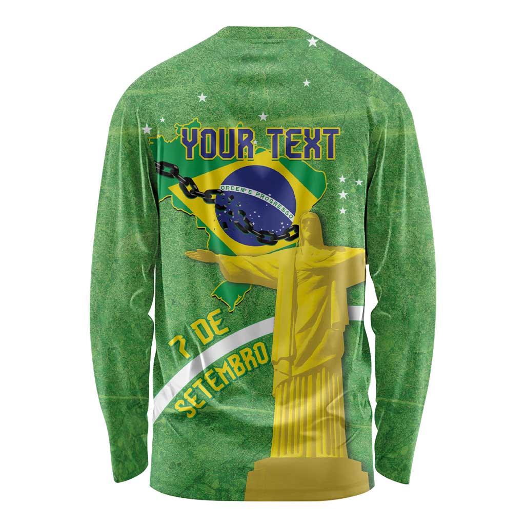 Personalized Brazil Independence Day Long Sleeve Shirt Brasil Map Christ The Redeemer 7 De Setembro - Wonder Print Shop