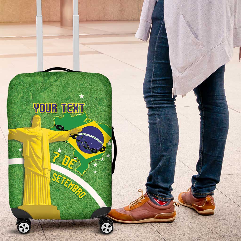 Personalized Brazil Independence Day Luggage Cover Brasil Map Christ The Redeemer 7 De Setembro - Wonder Print Shop
