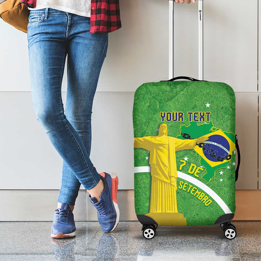 Personalized Brazil Independence Day Luggage Cover Brasil Map Christ The Redeemer 7 De Setembro - Wonder Print Shop