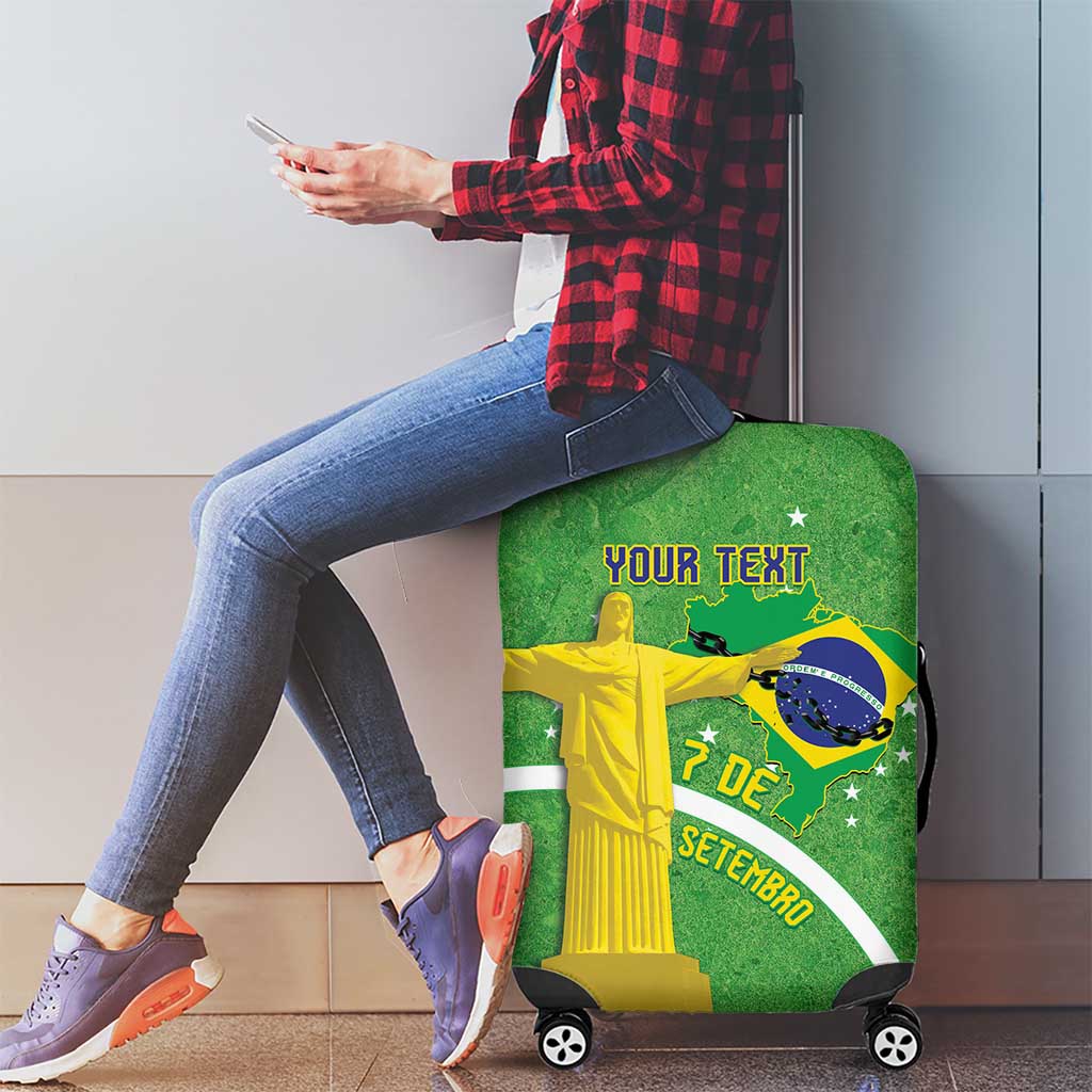 Personalized Brazil Independence Day Luggage Cover Brasil Map Christ The Redeemer 7 De Setembro - Wonder Print Shop
