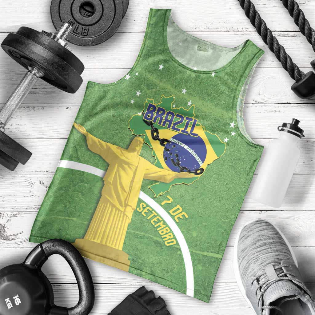 Personalized Brazil Independence Day Men Tank Top Brasil Map Christ The Redeemer 7 De Setembro - Wonder Print Shop