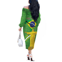 Personalized Brazil Independence Day Off The Shoulder Long Sleeve Dress Brasil Map Christ The Redeemer 7 De Setembro - Wonder Print Shop