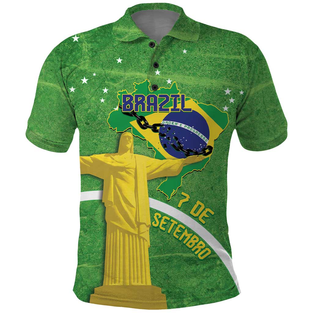 Personalized Brazil Independence Day Polo Shirt Brasil Map Christ The Redeemer 7 De Setembro - Wonder Print Shop