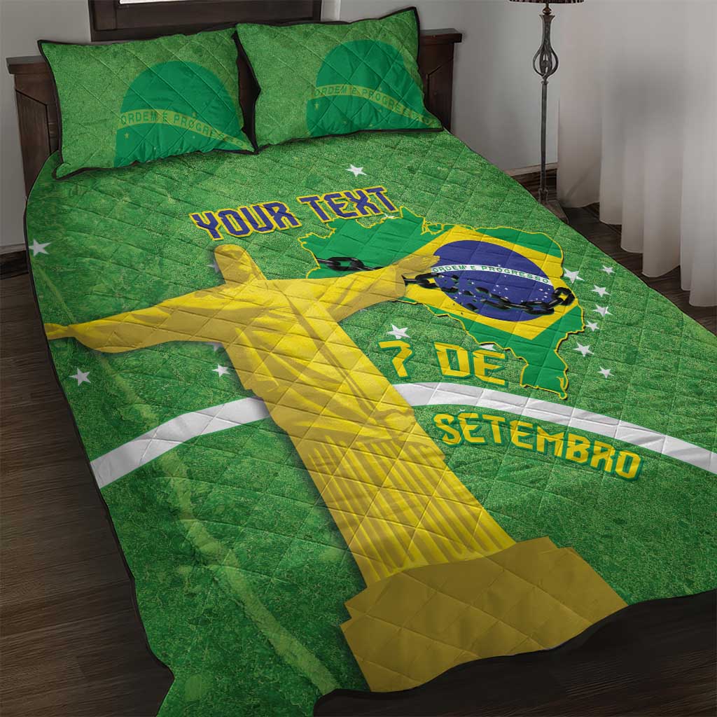 Personalized Brazil Independence Day Quilt Bed Set Brasil Map Christ The Redeemer 7 De Setembro - Wonder Print Shop