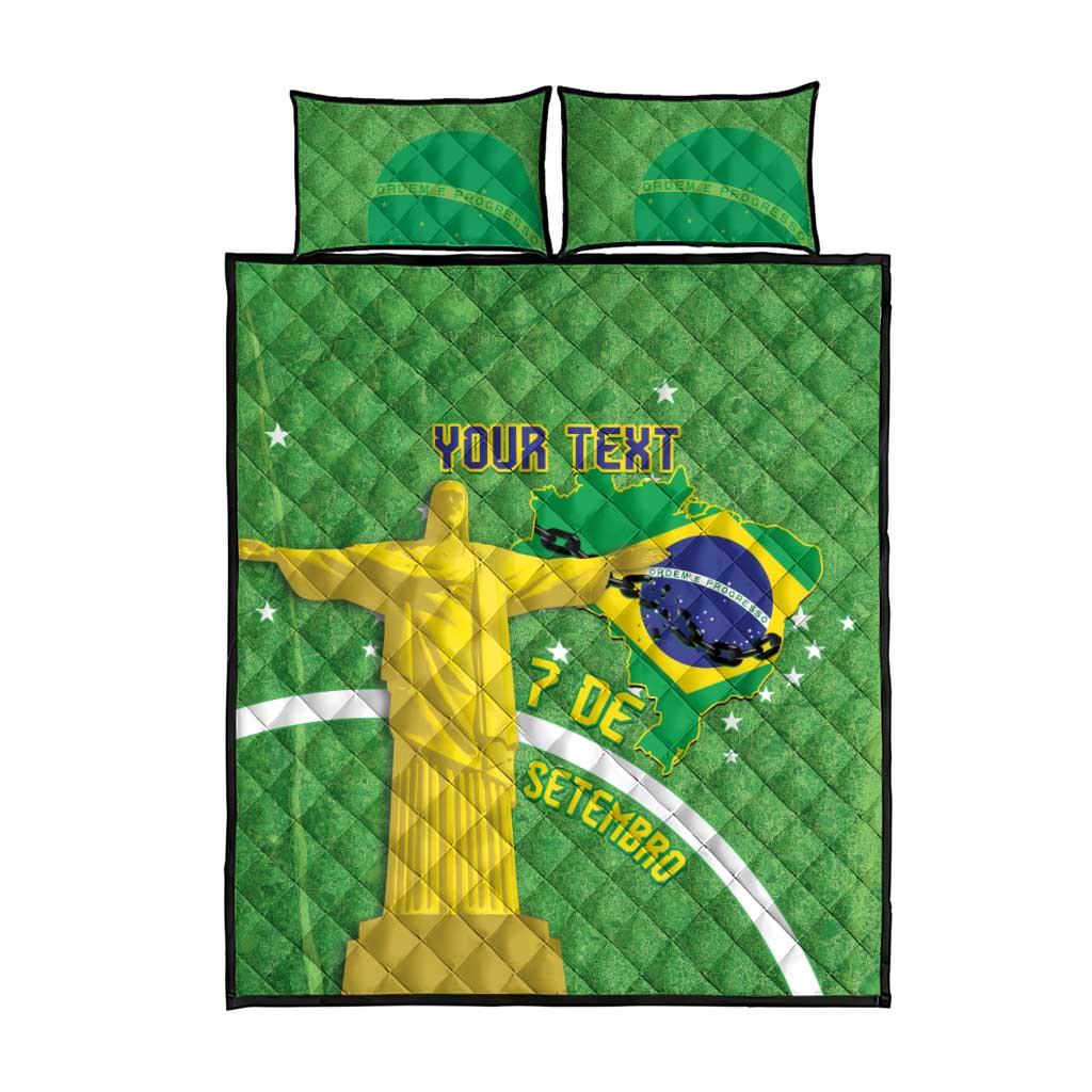 Personalized Brazil Independence Day Quilt Bed Set Brasil Map Christ The Redeemer 7 De Setembro - Wonder Print Shop