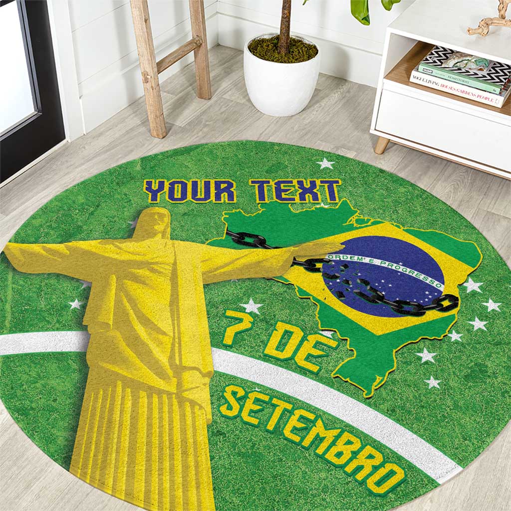 Personalized Brazil Independence Day Round Carpet Brasil Map Christ The Redeemer 7 De Setembro
