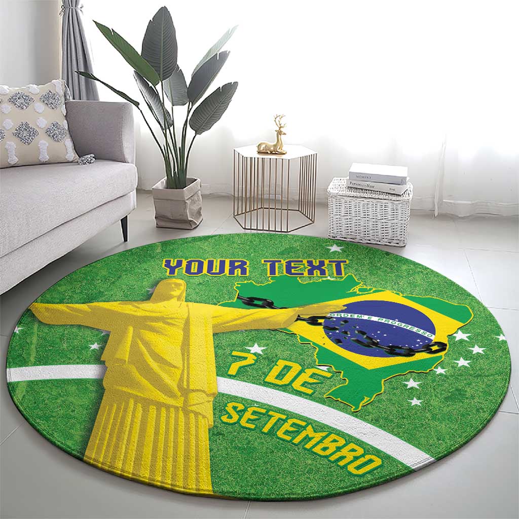 Personalized Brazil Independence Day Round Carpet Brasil Map Christ The Redeemer 7 De Setembro
