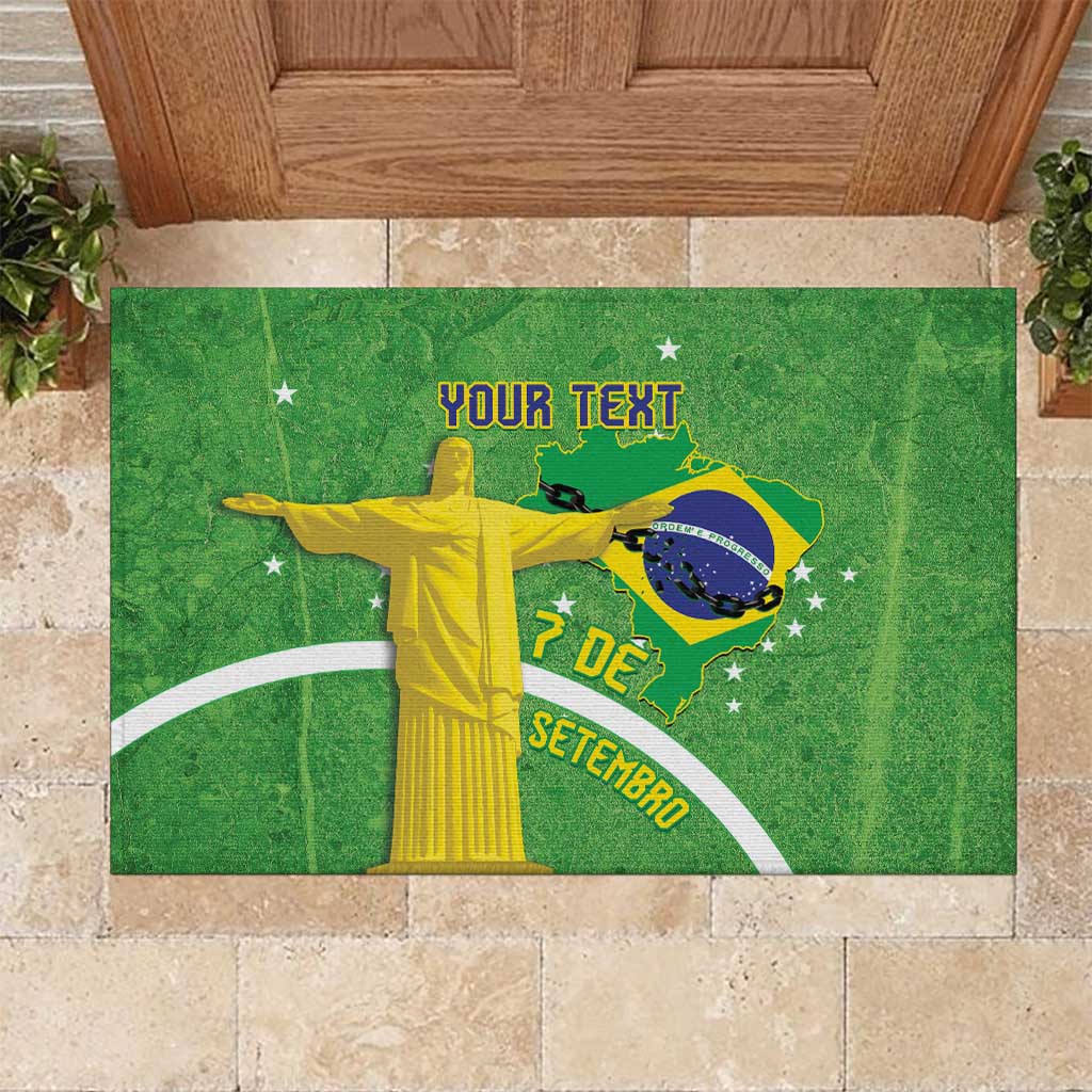 Personalized Brazil Independence Day Rubber Doormat Brasil Map Christ The Redeemer 7 De Setembro - Wonder Print Shop