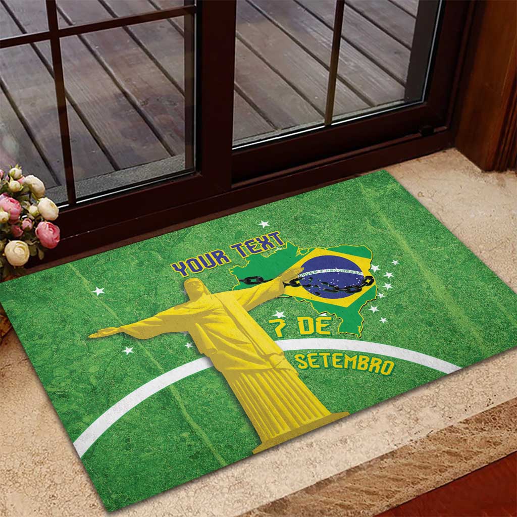 Personalized Brazil Independence Day Rubber Doormat Brasil Map Christ The Redeemer 7 De Setembro - Wonder Print Shop