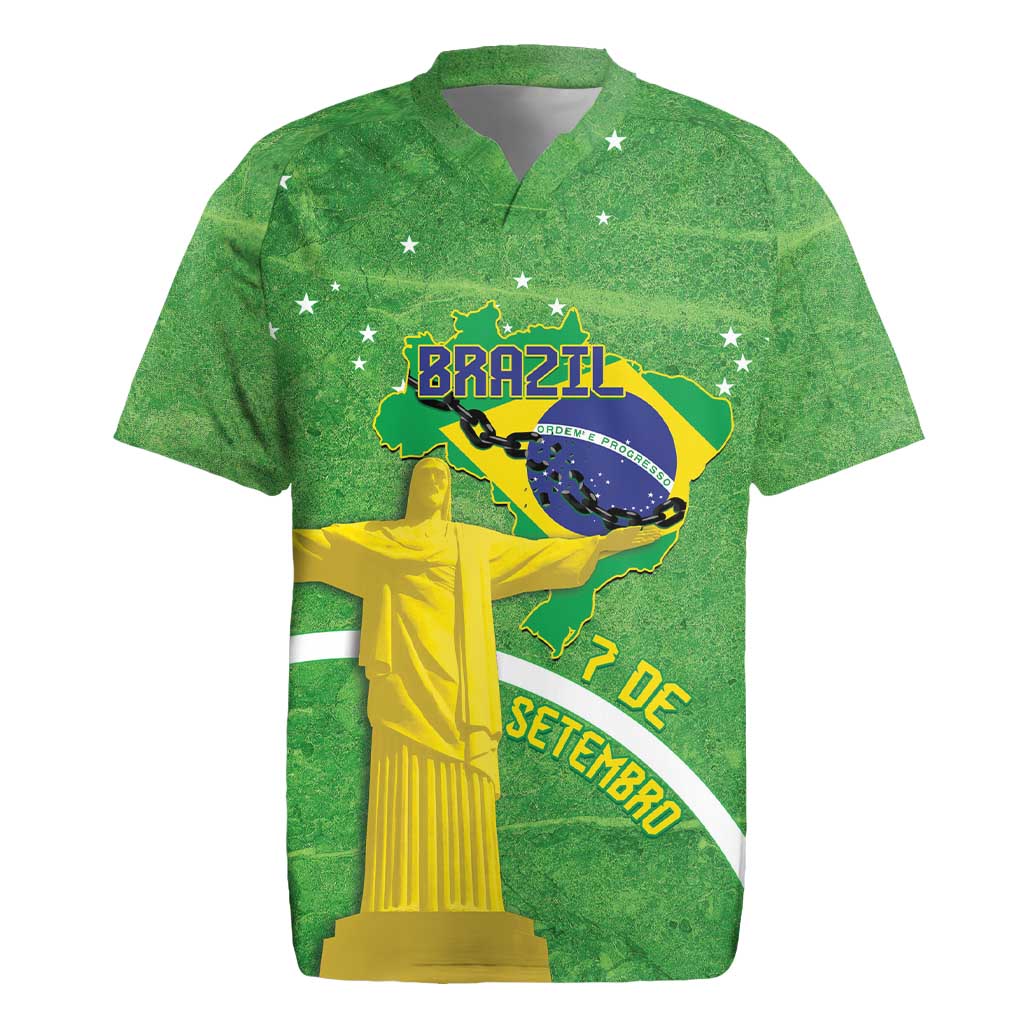 Personalized Brazil Independence Day Rugby Jersey Brasil Map Christ The Redeemer 7 De Setembro - Wonder Print Shop