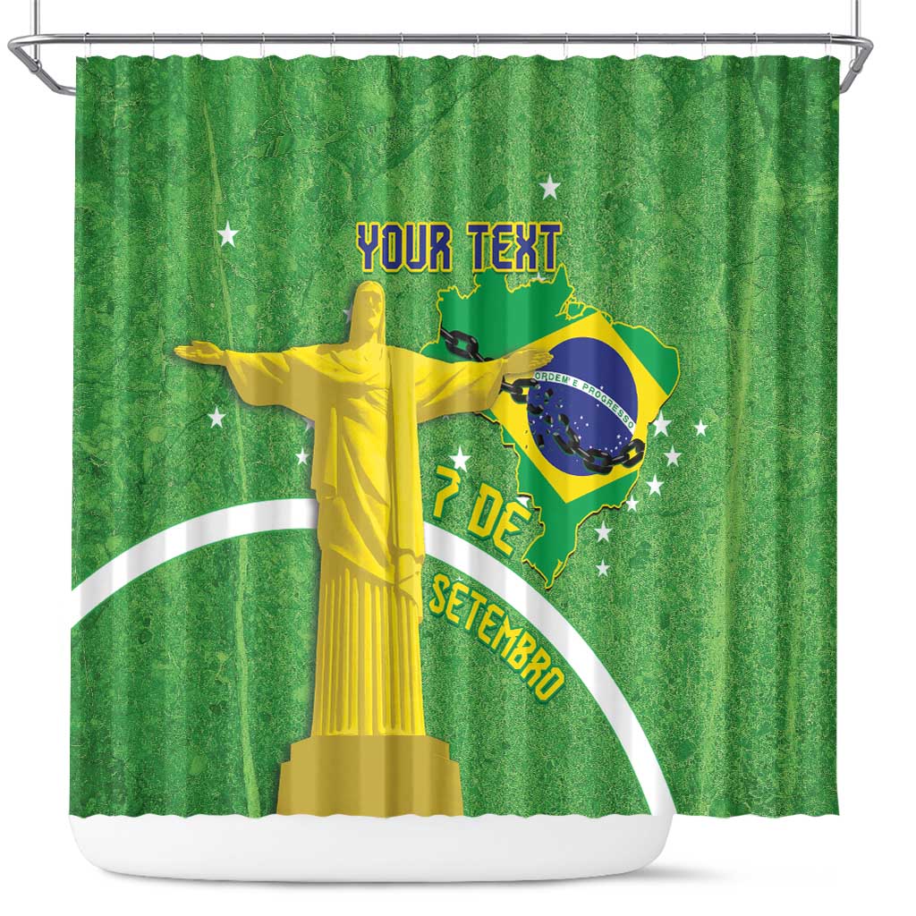 Personalized Brazil Independence Day Shower Curtain Brasil Map Christ The Redeemer 7 De Setembro
