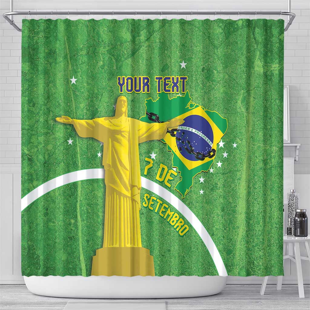 Personalized Brazil Independence Day Shower Curtain Brasil Map Christ The Redeemer 7 De Setembro