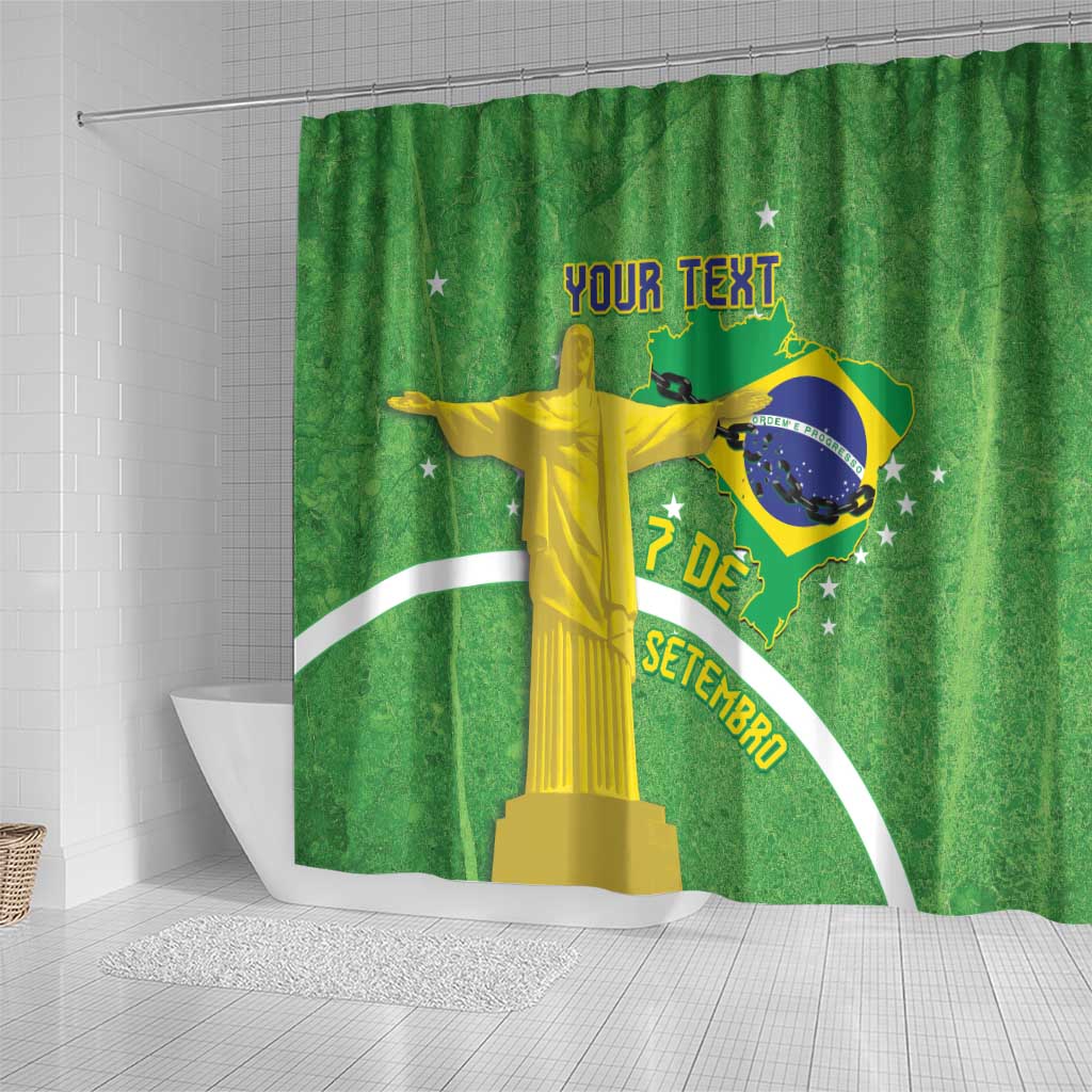 Personalized Brazil Independence Day Shower Curtain Brasil Map Christ The Redeemer 7 De Setembro