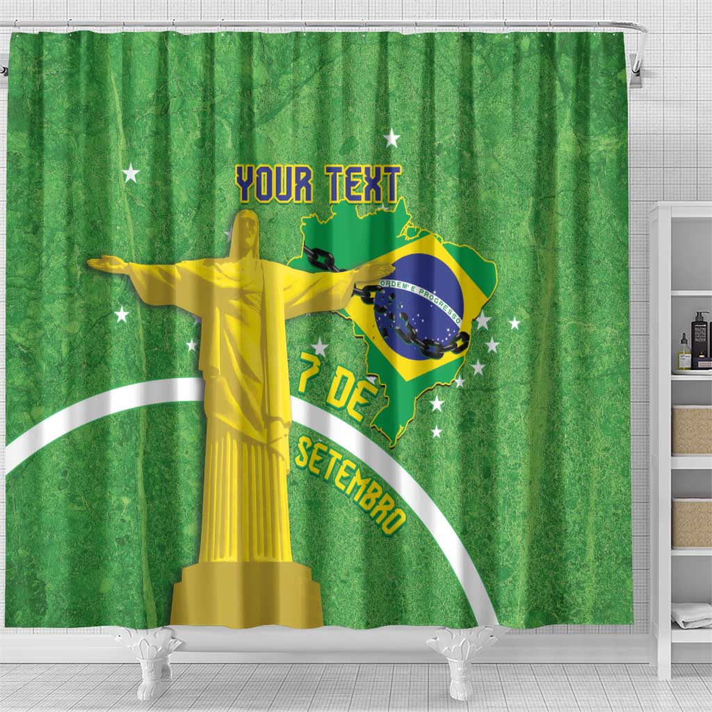 Personalized Brazil Independence Day Shower Curtain Brasil Map Christ The Redeemer 7 De Setembro