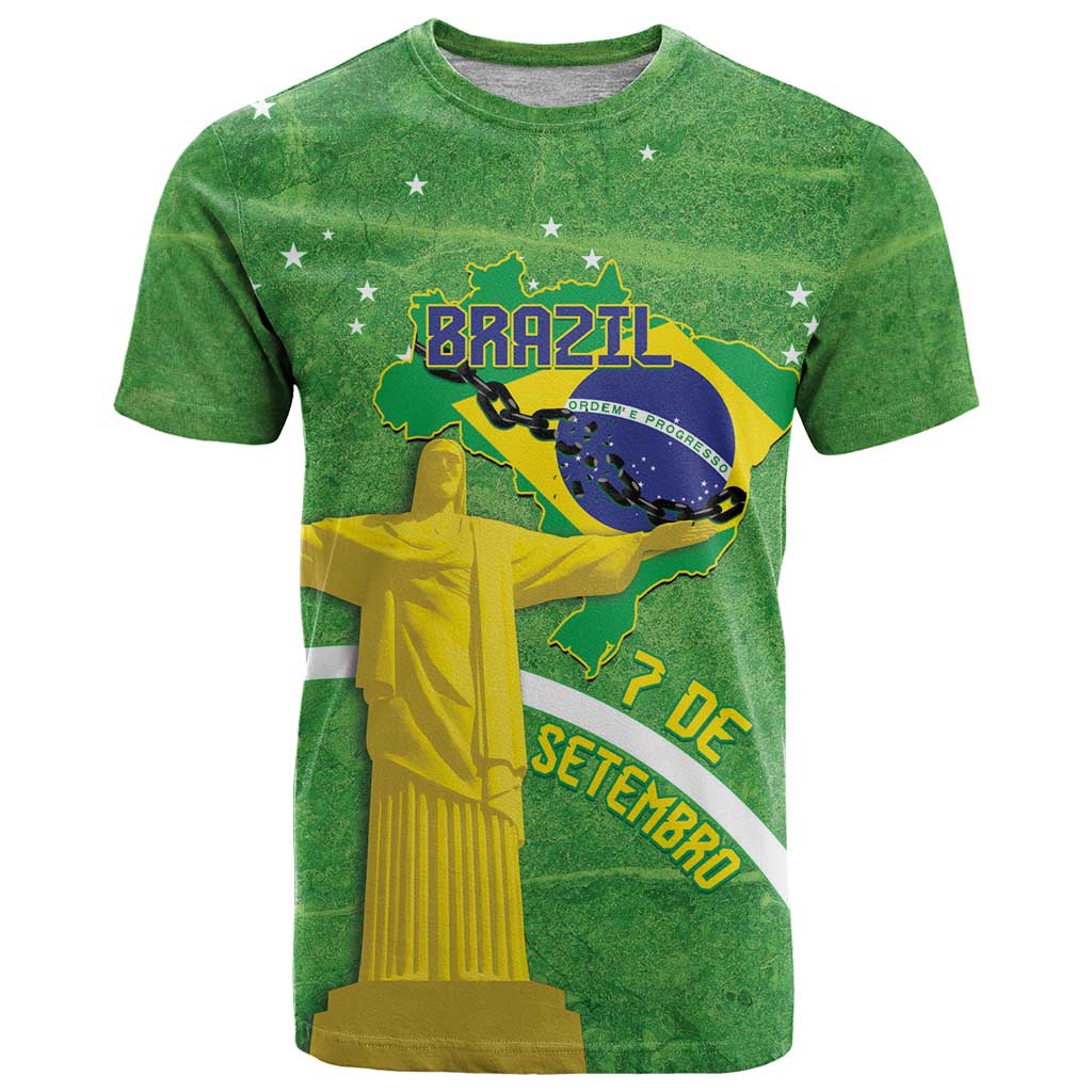 Personalized Brazil Independence Day T Shirt Brasil Map Christ The Redeemer 7 De Setembro - Wonder Print Shop