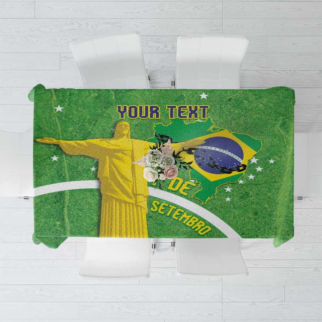 Personalized Brazil Independence Day Tablecloth Brasil Map Christ The Redeemer 7 De Setembro - Wonder Print Shop