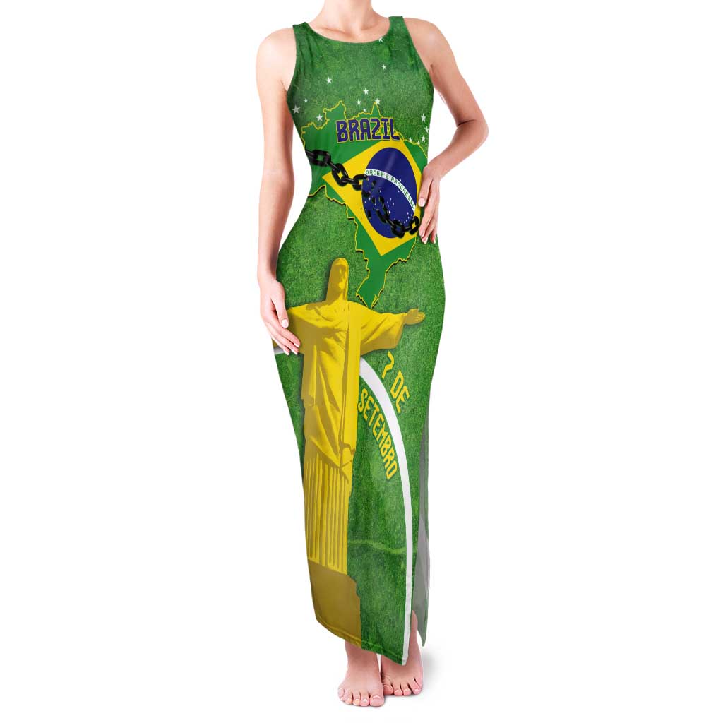 Personalized Brazil Independence Day Tank Maxi Dress Brasil Map Christ The Redeemer 7 De Setembro - Wonder Print Shop