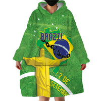 Personalized Brazil Independence Day Wearable Blanket Hoodie Brasil Map Christ The Redeemer 7 De Setembro - Wonder Print Shop